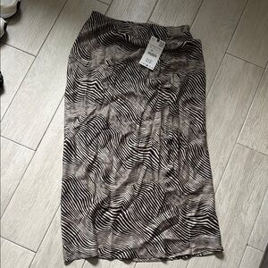 Zara Zebra Print Midi Skirt